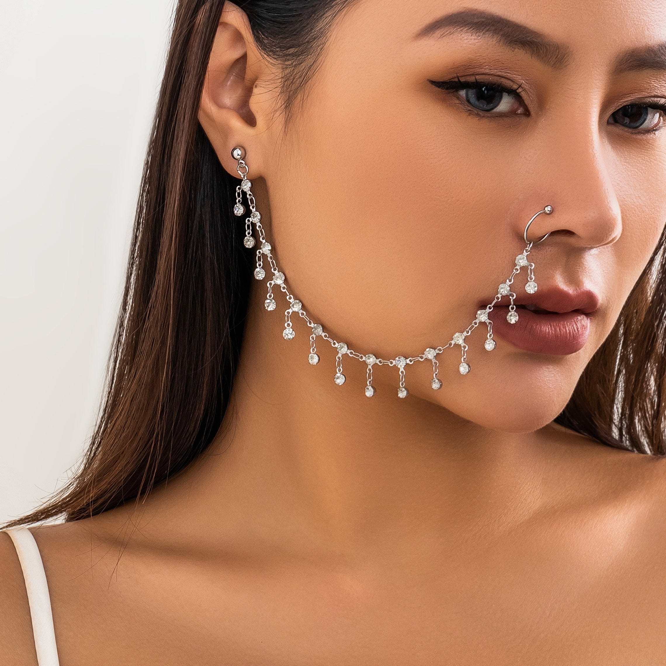 Bohemia Crystal Tassel Nose To Ear Chain