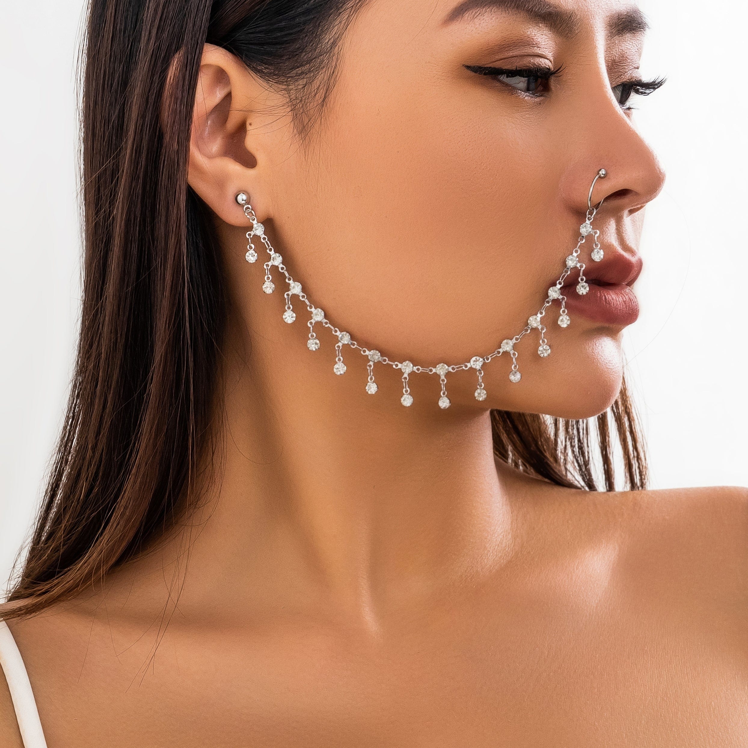 Bohemia Crystal Tassel Nose To Ear Chain